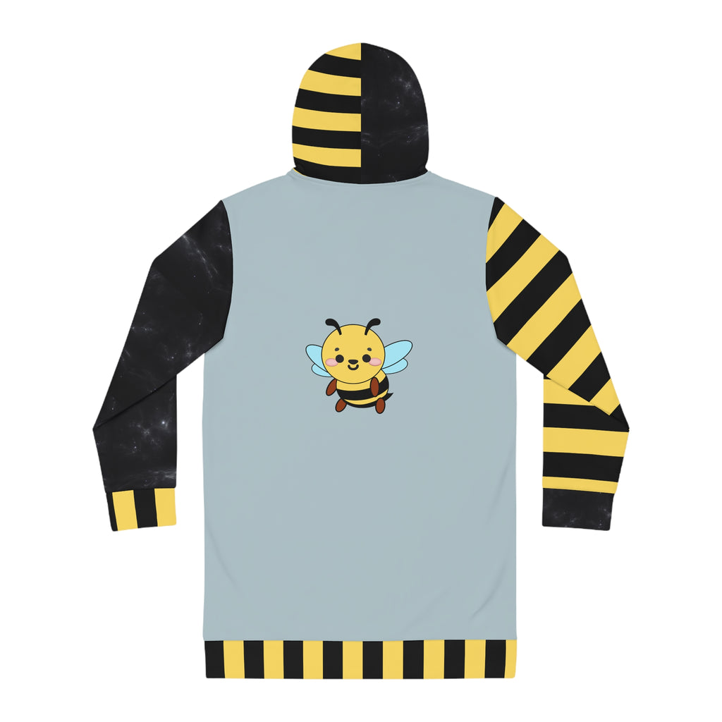 Kawaii Bee Cool Women's Hoodie Dress - Cute Animal Print Sweatshirt Tunic, Fun Winter Fashion, Gift for Her, Trendy Lounge Wear, Comfy