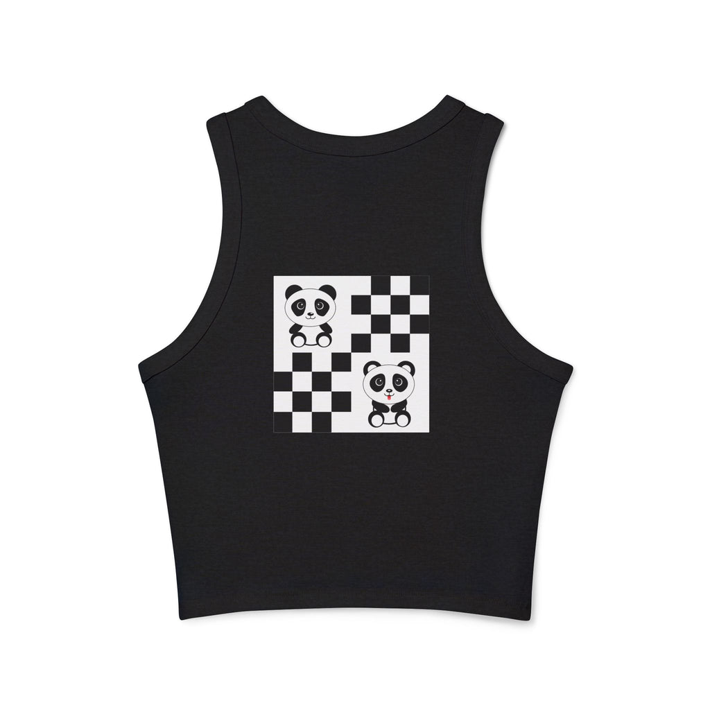 Kawaii Pandas Chessboard Tank Top, Cute Panda Shirt, Women's Summer Top, Sleeveless Shirt, Hipster Animal Print Tee