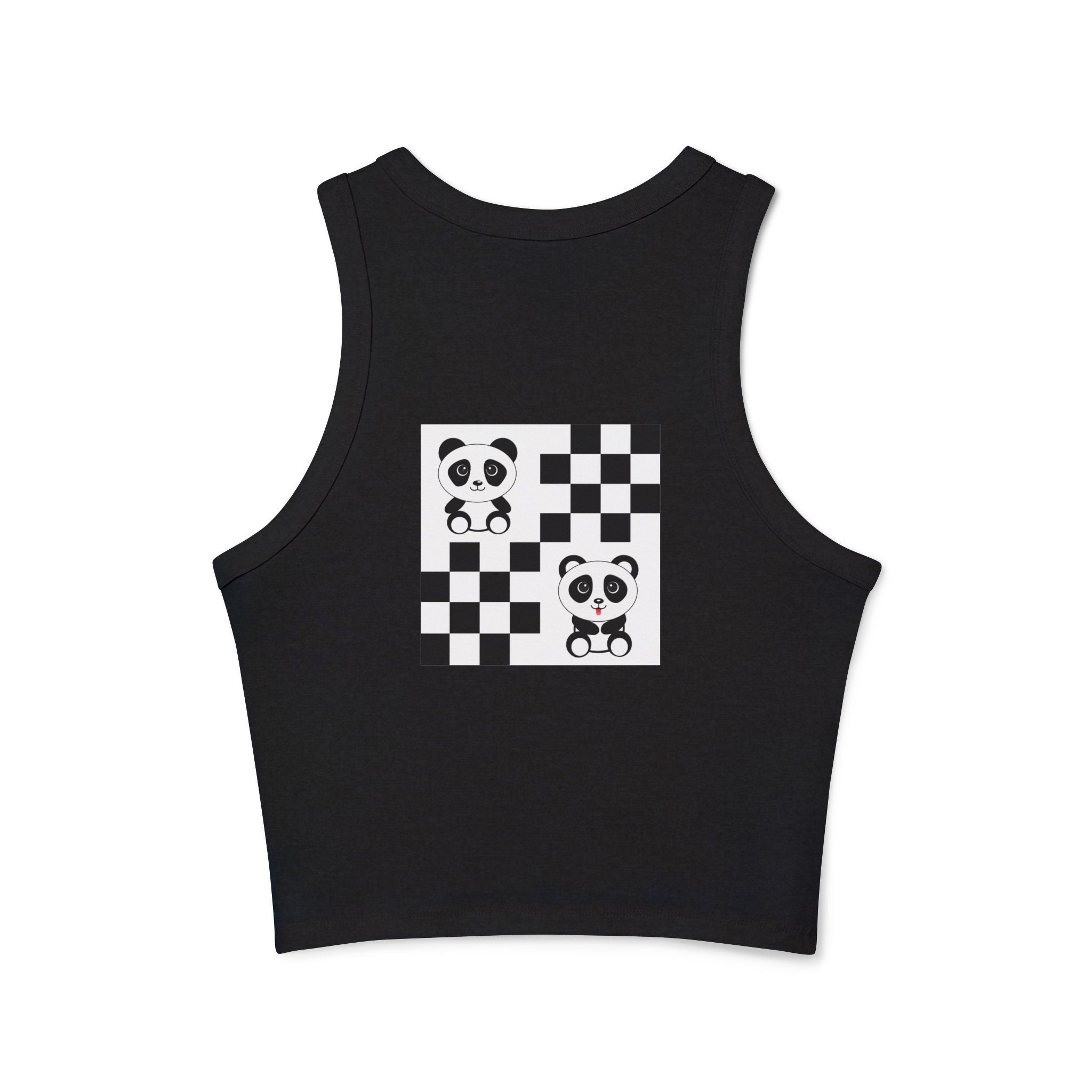 Kawaii Pandas Chessboard Tank Top, Cute Panda Shirt, Women's Summer Top, Sleeveless Shirt, Hipster Animal Print Tee