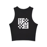 Kawaii Pandas Chessboard Women's Micro Rib Racer Tank Top