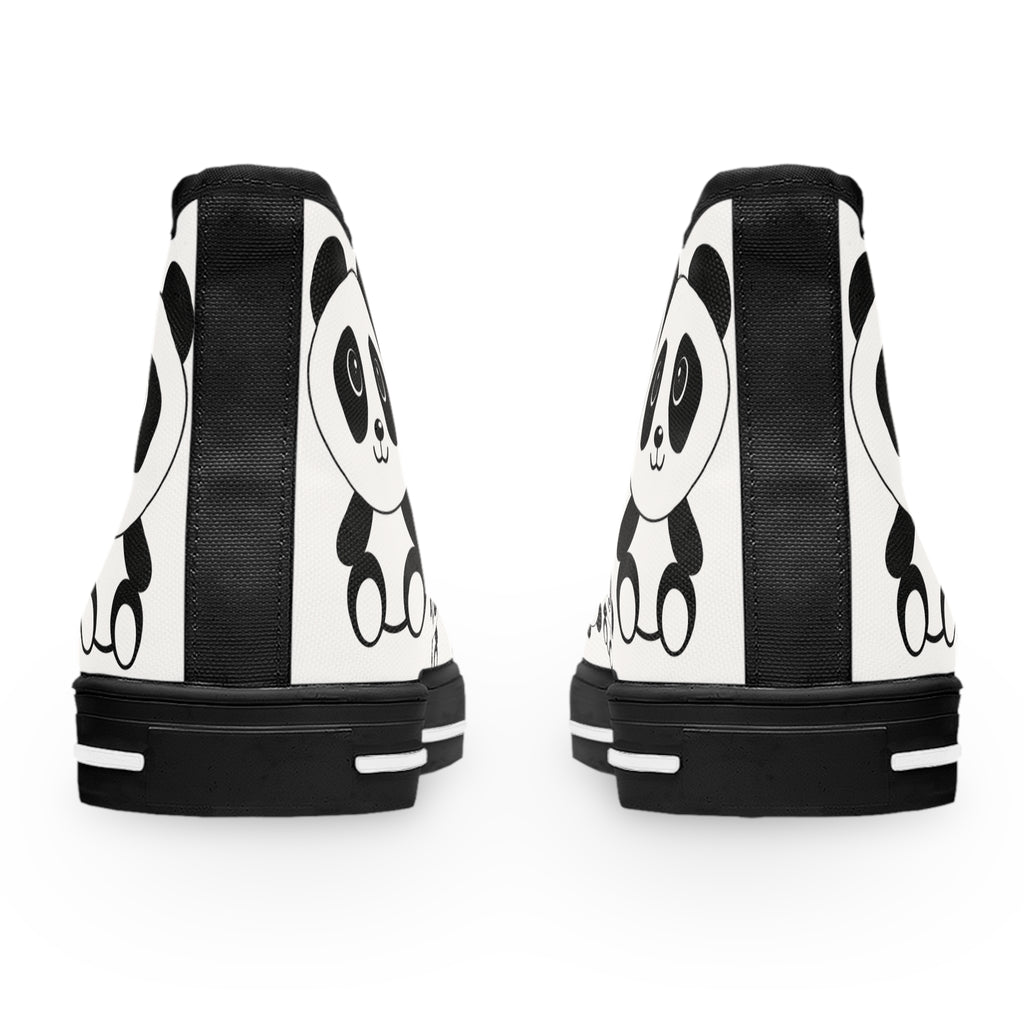 Kawaii Pandas High Tops, Cute Panda Shoes, Women's Fashion Sneakers, Animal Lover Gift, Fun Panda Design Footwear