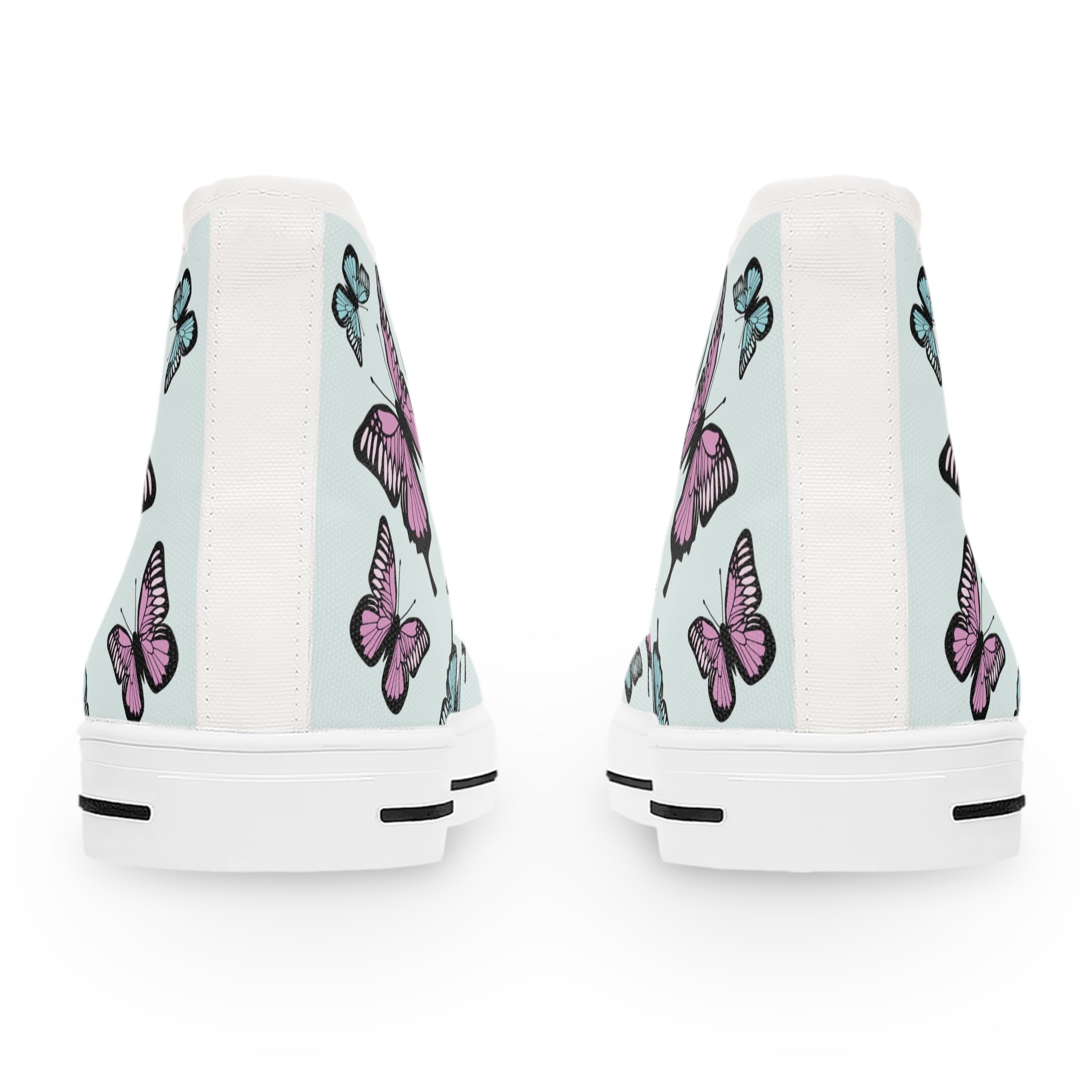 Butterfly High Top Sneakers, Light Blue Women's Shoes, Unique Sneaker Gift, Trendy Tennis Shoes, Custom Sneaker Design, Stylish Fashion