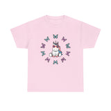 Kawaii Unicorn Butterflies Tee, Unicorn Lover Shirt, Cute Magical Animal Top, Fantasy Graphic Tee, Animal Lover Gift, Casual Cotton T-Shirt