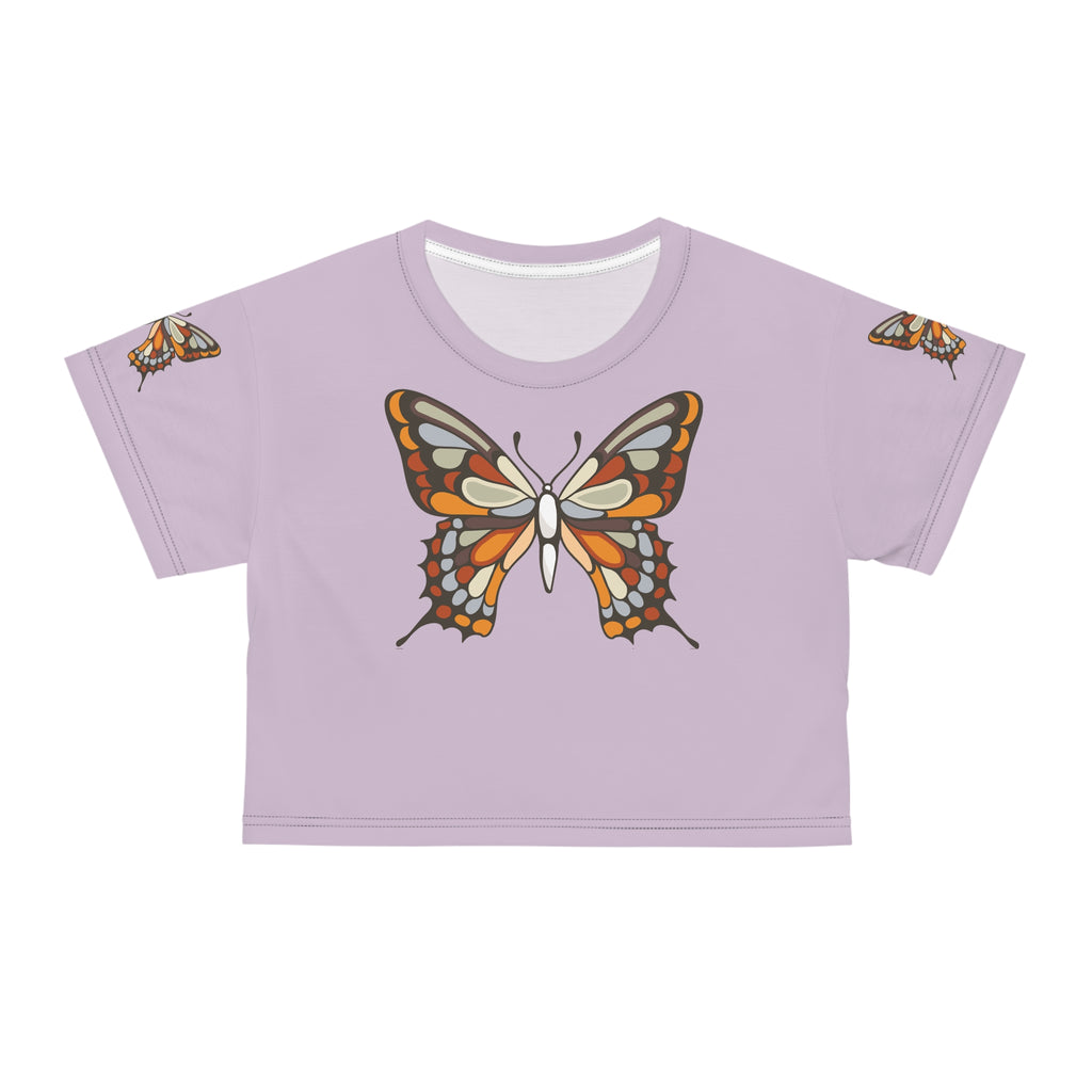 Butterfly Crop Tee, Women's Graphic Shirt, Nature Lover Top, Summer Fashion, Short Sleeve Blouse