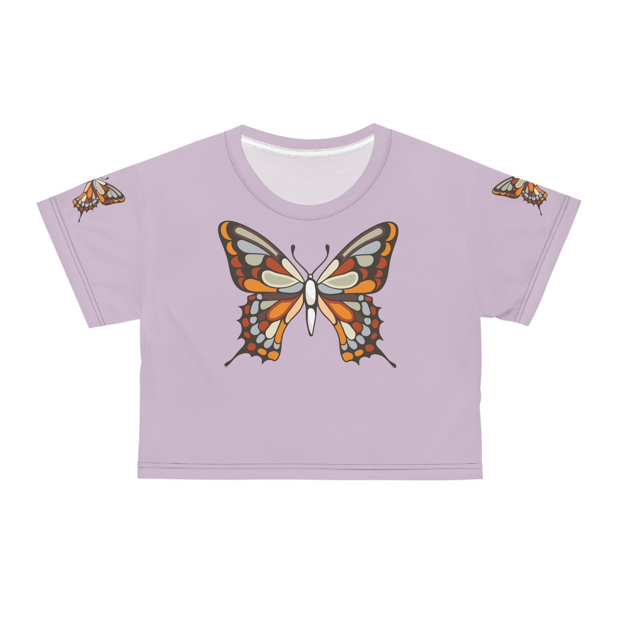 Butterfly Crop Tee, Women's Graphic Shirt, Nature Lover Top, Summer Fashion, Short Sleeve Blouse