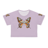 Butterfly Crop Tee, Women's Graphic Shirt, Nature Lover Top, Summer Fashion, Short Sleeve Blouse