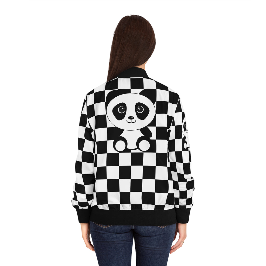 Pandas Chessboard Bomber Jacket