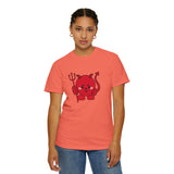 Kawaii Devil Shirt, Cute Demon Garment-Dyed T-shirt, Pastel Grunge Top, Harajuku Inspired Clothing