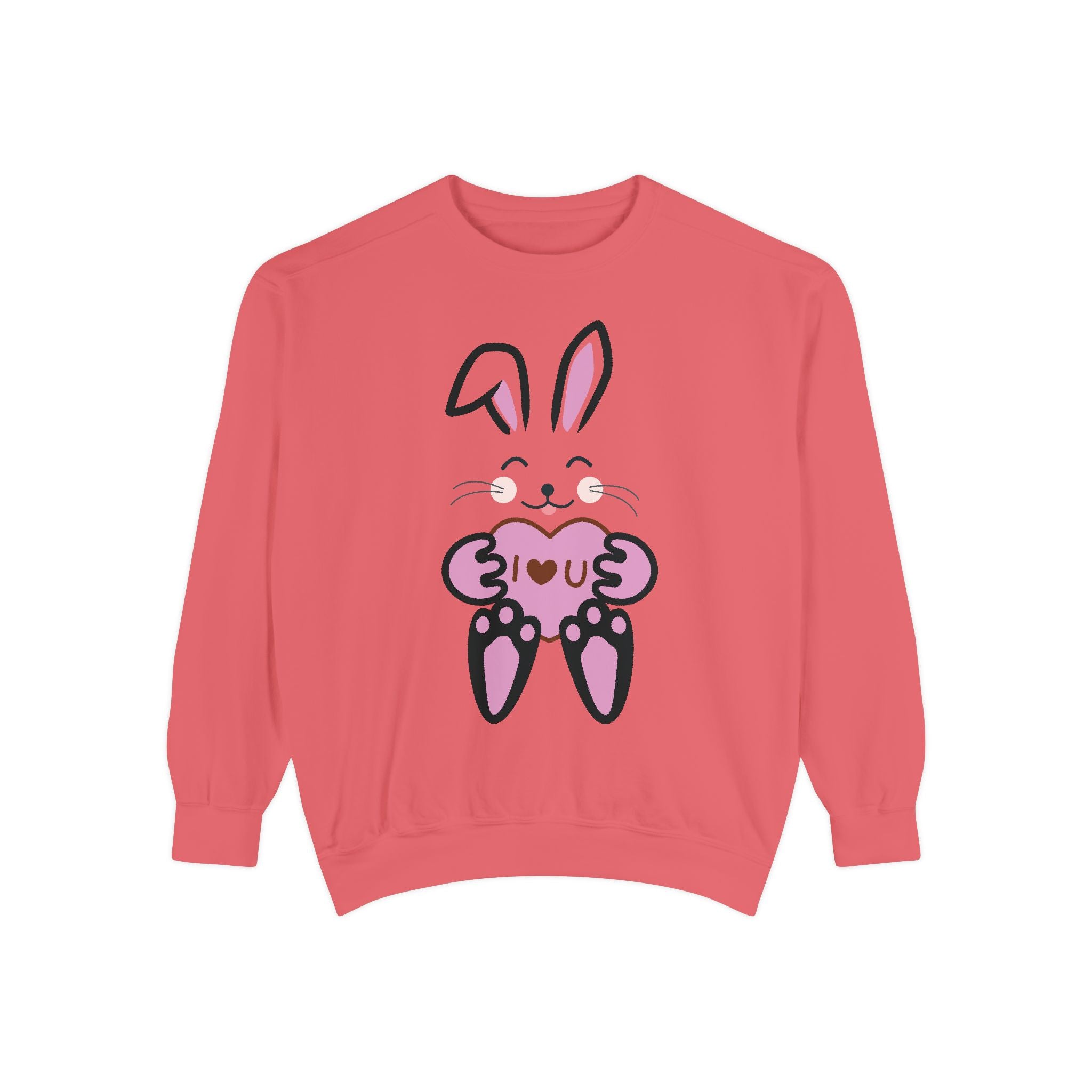 Rabbit With I Love You Heart Sweatshirt, Valentine's Day Gift, Unisex Jumper, Bunny Lover Pullover, Cozy Winter Apparel, Cute Animal