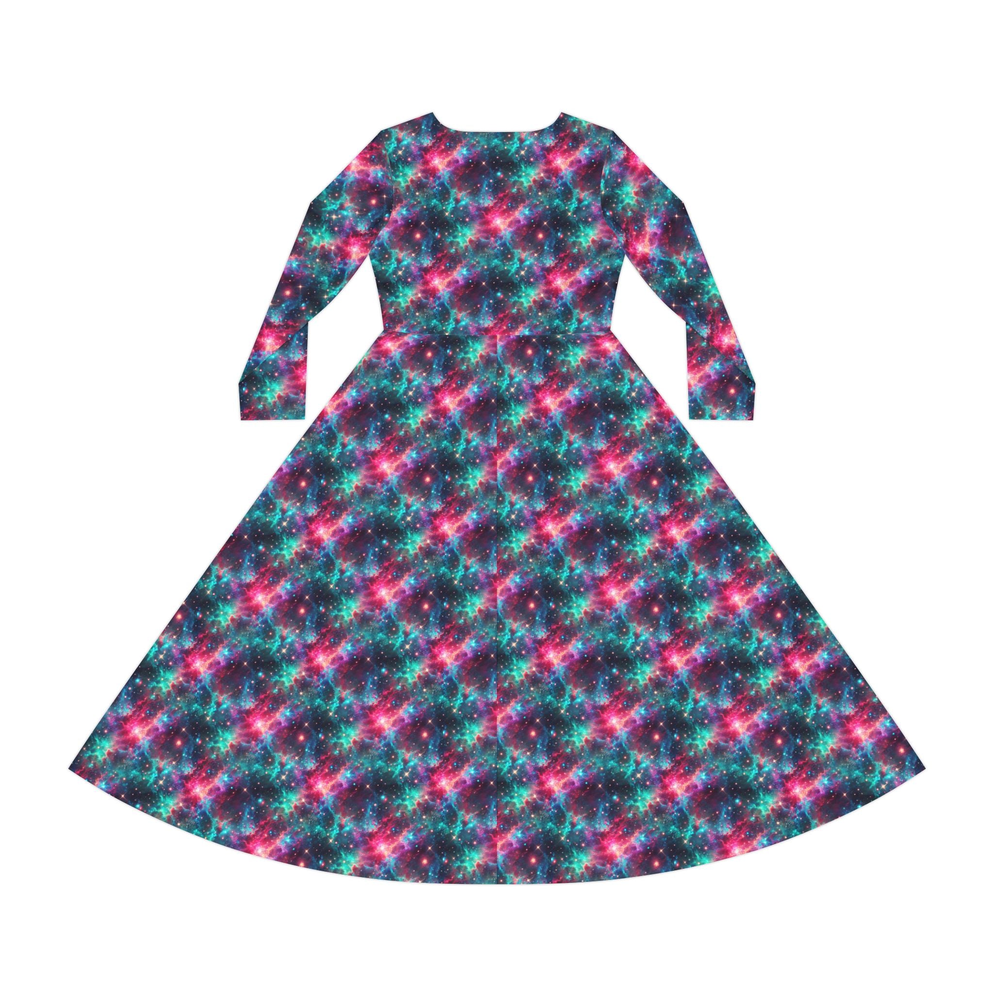 Neon Space Dance Dress, Rave Party Costume, Galaxy Print Long Sleeve D –  Kawaii Heaven