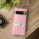 Kawaii Cat Rainbow Tough Cases, Cute Kitty Phone Cover, Protective Phone Case, Adorable Cat Lover Gift, Fun Rainbow Cat Phone Accessories