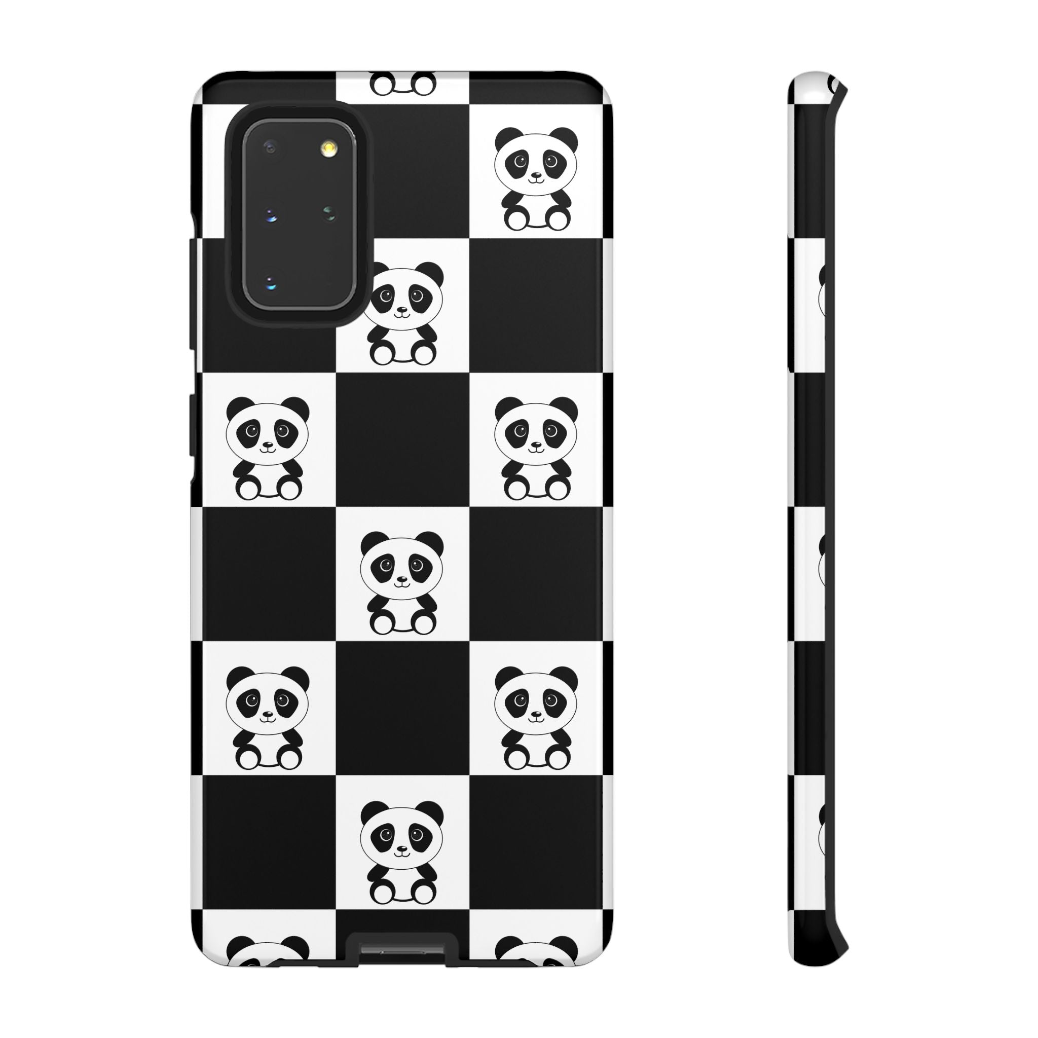 Panda Chessboard Tough Cases, Cute Panda Phone Covers, Chess Pattern iPhone Case, Board Games Phone Accessories, Animal Lover Tech