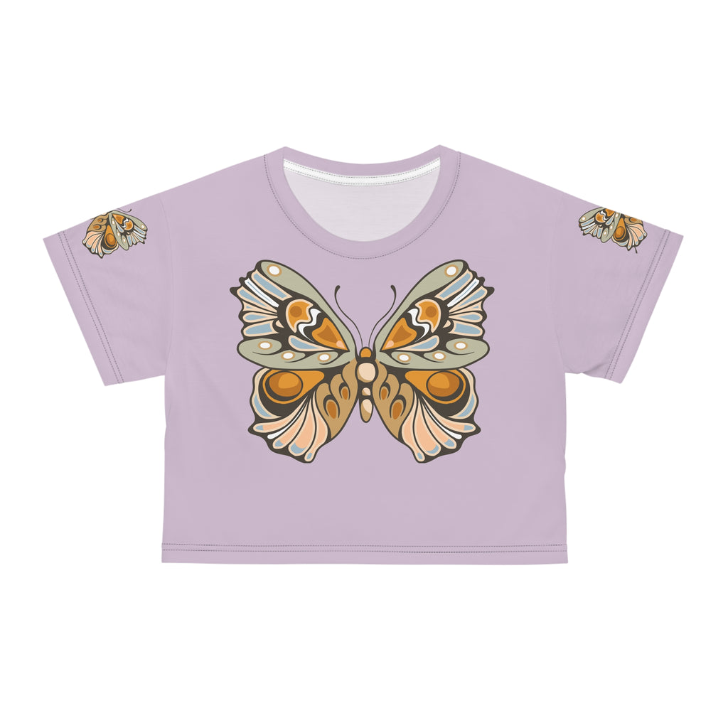 Big Butterfly Crop Tee - Women's Graphic Shirt, Nature Lover Top, Summer Fashion, Short Sleeve Blouse