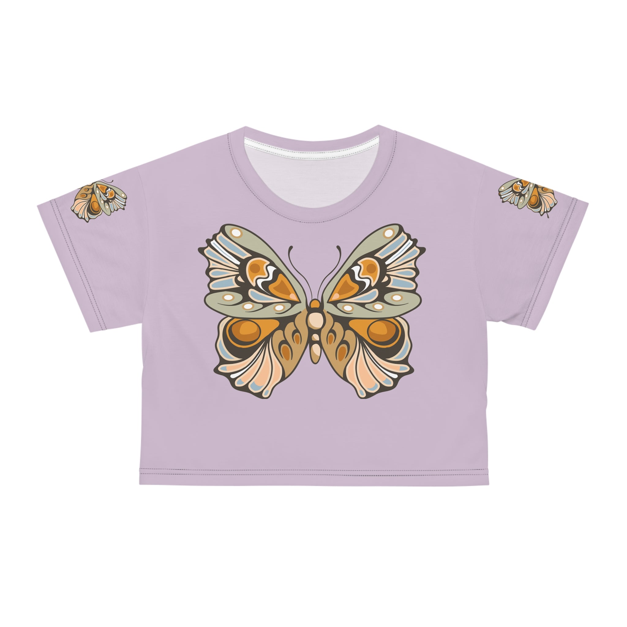 Big Butterfly Crop Tee - Women's Graphic Shirt, Nature Lover Top, Summer Fashion, Short Sleeve Blouse
