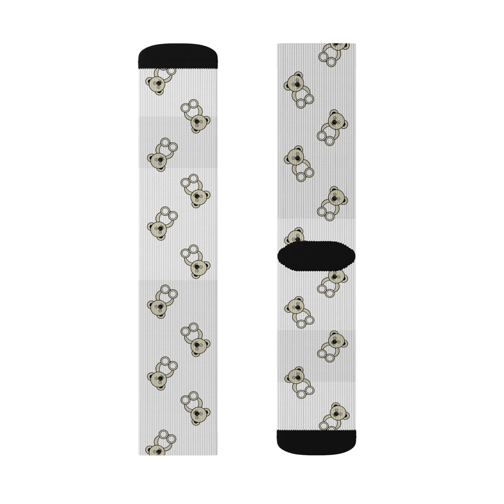 Cute Bears Sublimation Socks, White Bear Pattern Socks, Animal Lover Gift, Cozy Winter Socks, Unique Novelty Socks, Fun Sock Apparel