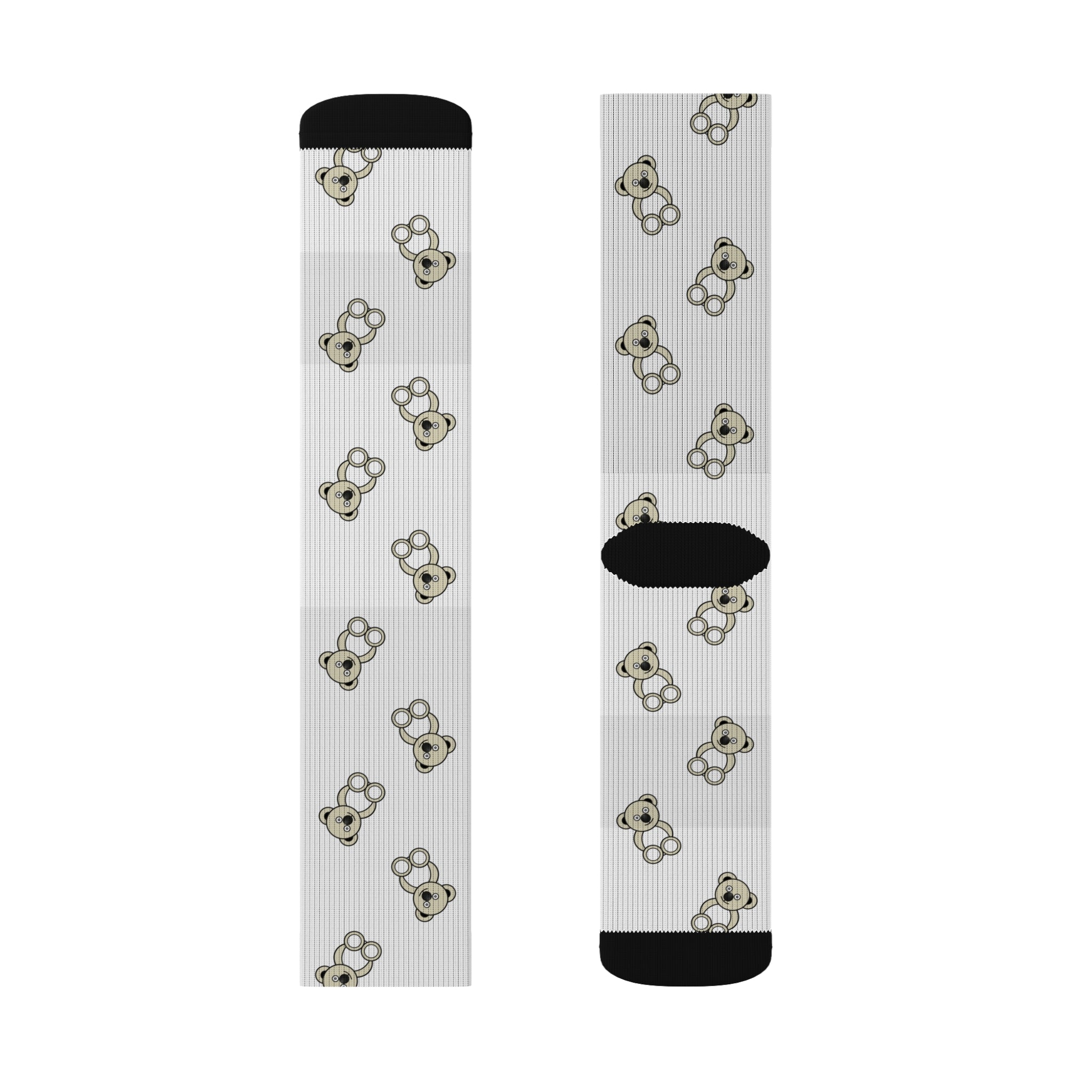 Cute Bears Sublimation Socks, White Bear Pattern Socks, Animal Lover Gift, Cozy Winter Socks, Unique Novelty Socks, Fun Sock Apparel