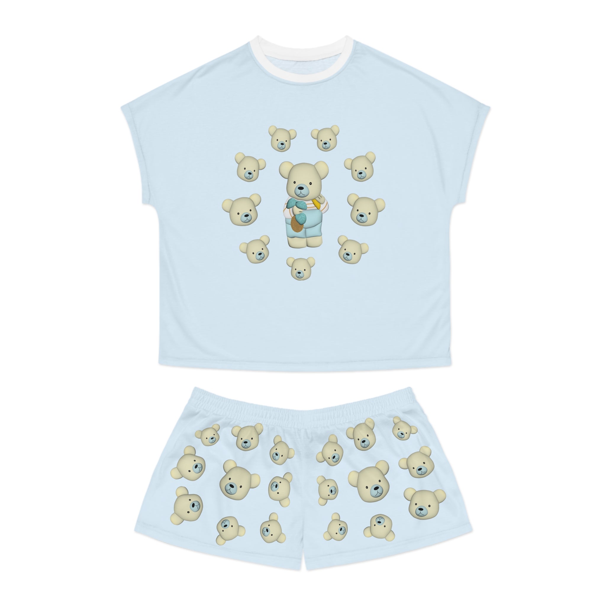 Bear Garden Women's Pajama Set, Cute Bear Print Shorts and Top, Cozy Sleepwear, Matching PJ Set, Woodland Animal Design