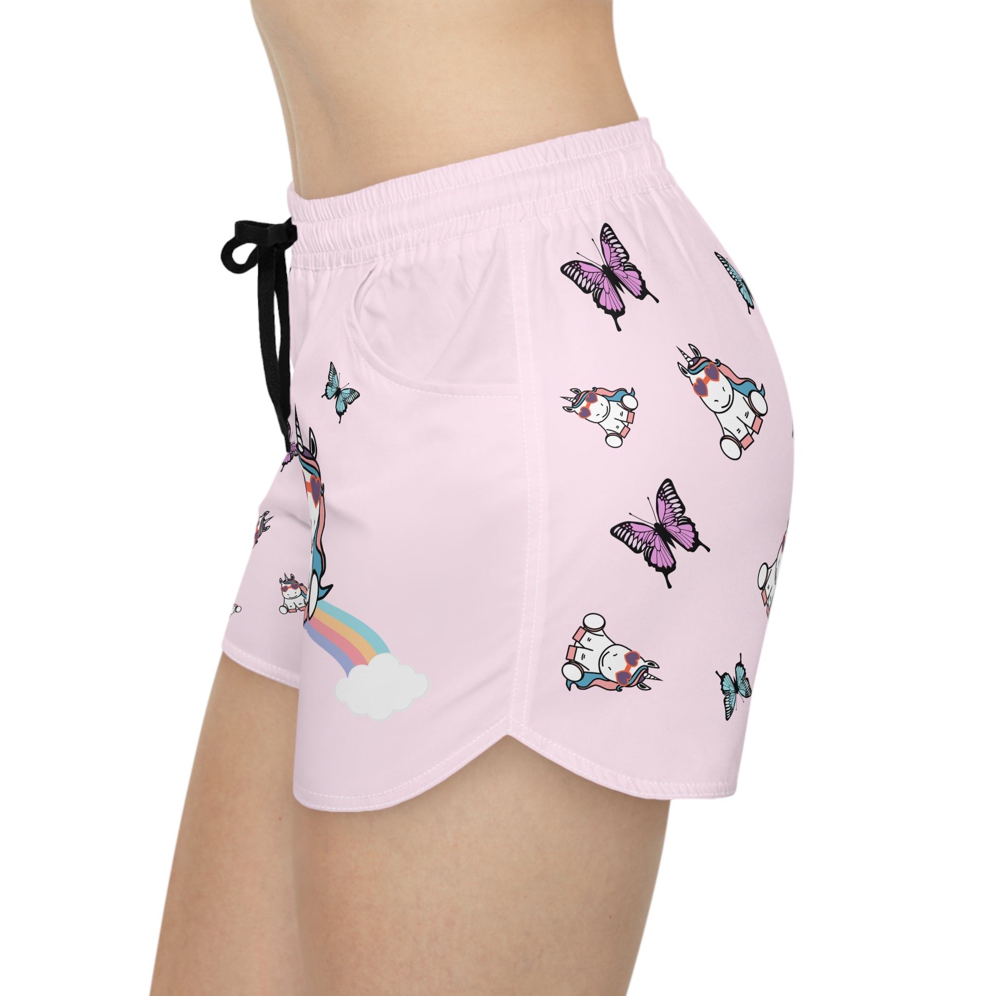 Kawaii Unicorn Shorts for Women, Cute Butterfly Pink Lounge Shorts, Comfy Pajama Bottoms, Casual Summer Beachwear, Fun Sleepwear