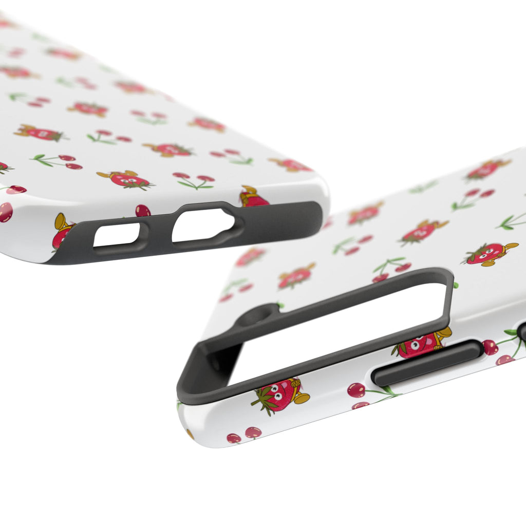 Fruit Patterned Phone Cases, Summer Fruits Phone Covers, Berry Print Tough Cases, Stylish Cell Phone Protectors, Red Fruits Phone