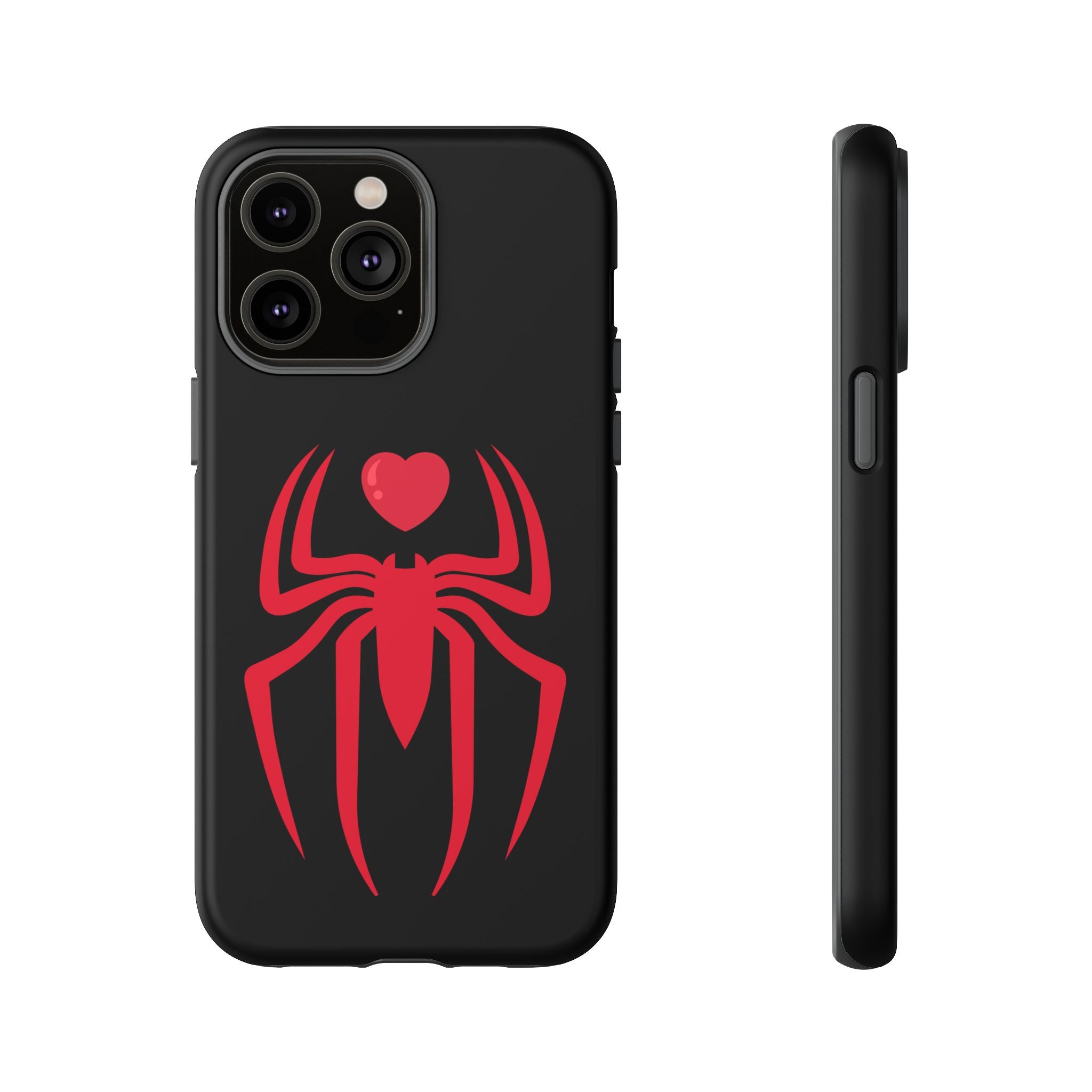 Red Spider Heart Tough iPhone Cases, Spiderweb iPhone Cover, Gothic Phone Accessories, Halloween Gift, Creepy Arachnid iPhone Protectors