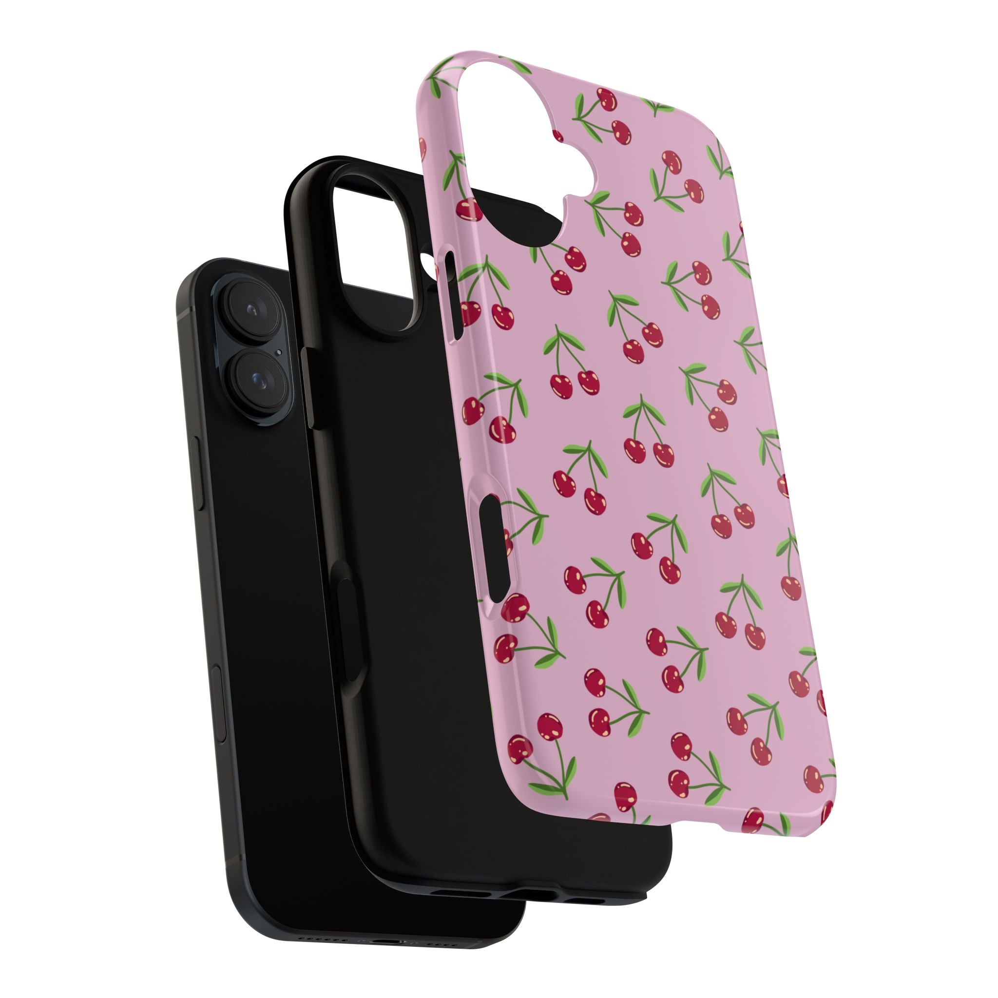 iPhone Cherry Pattern Phone Cases, Floral Tough Cover, Protective Smartphone Shell, Hard Case Gift for Her, Pretty Device Accessories