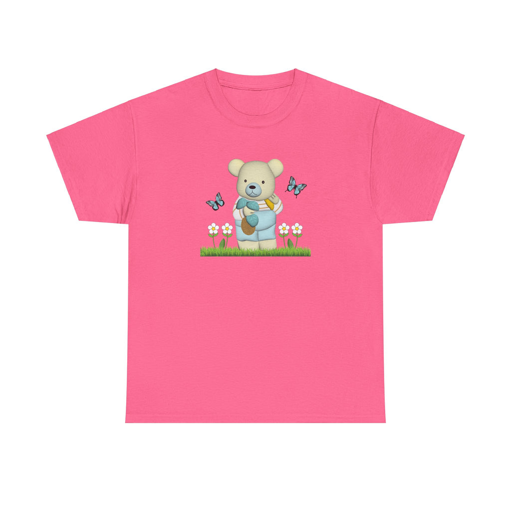 Garden Bear with Butterflies T-Shirt, Cute Bear Shirt, Nature Lover Tee, Botanical Garden Top, Wildlife Animal Unisex Tee