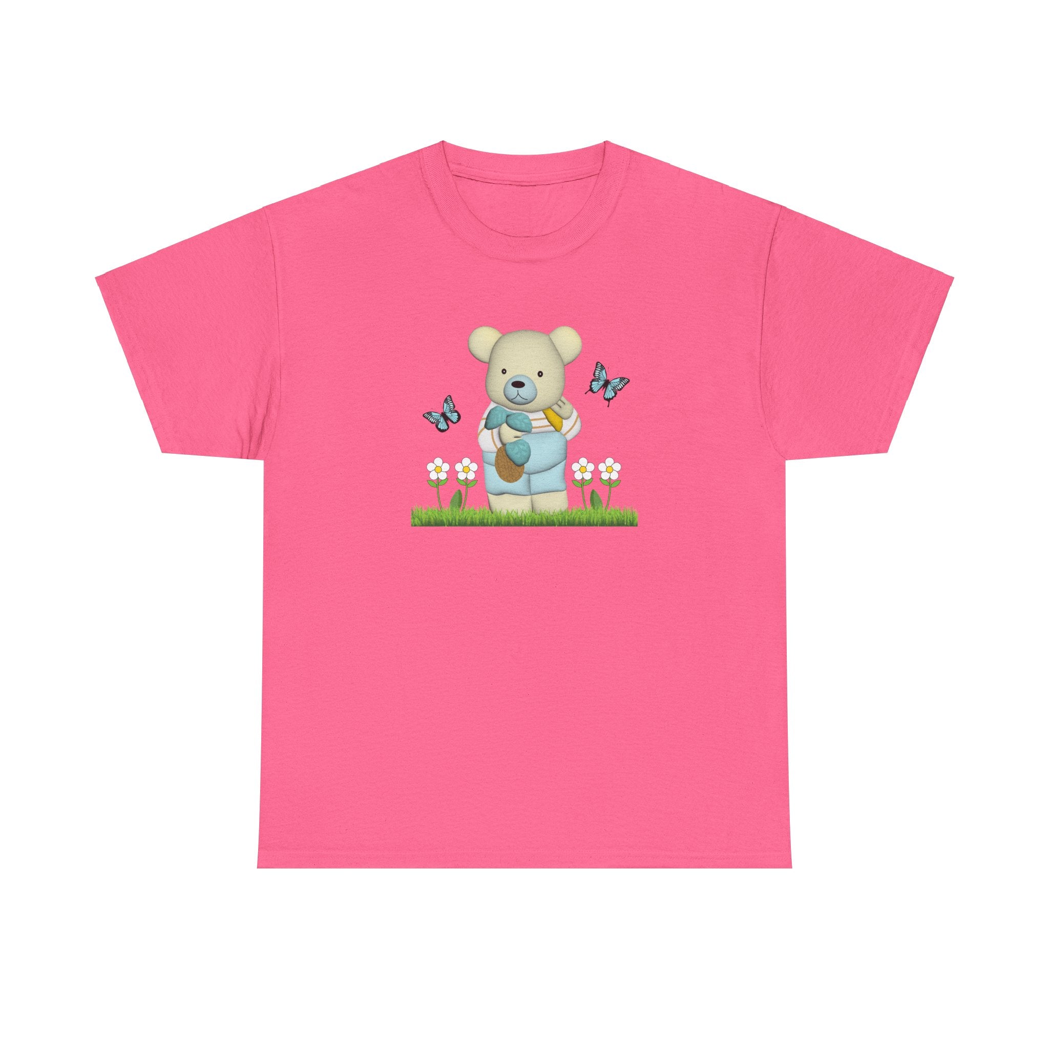 Garden Bear with Butterflies T-Shirt, Cute Bear Shirt, Nature Lover Tee, Botanical Garden Top, Wildlife Animal Unisex Tee