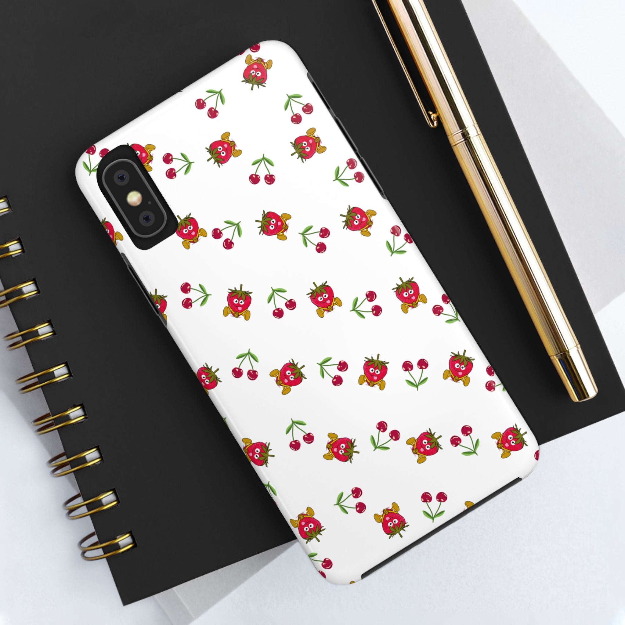 Fruit Patterned Phone Cases, Summer Fruits Phone Covers, Berry Print Tough Cases, Stylish Cell Phone Protectors, Red Fruits Phone