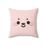 Kawaii Face Pillow, Cute Pillow, Decorative Pillow, Square Pillow, Home Decor, Spun Polyester Pillow