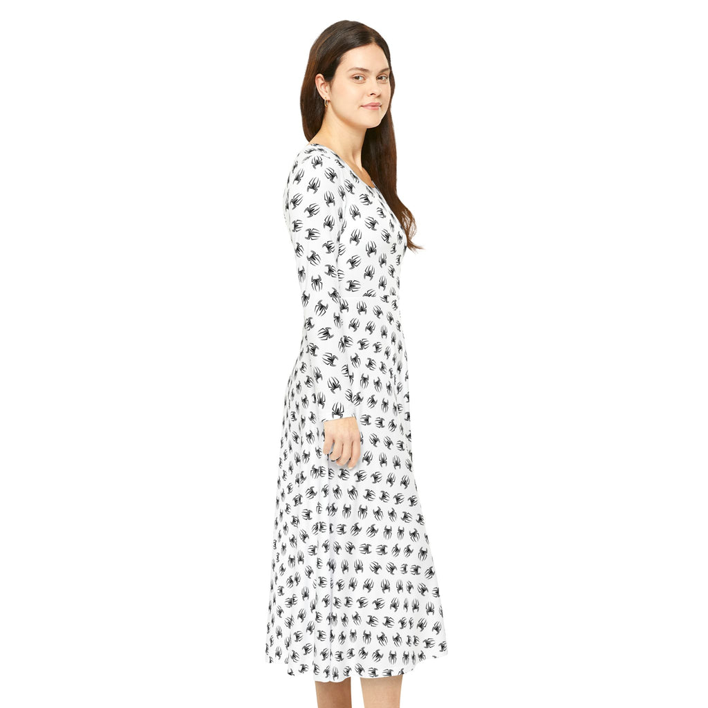 Dance Dress - Black Spiders White Print