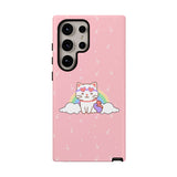 Kawaii Cat Rainbow Tough Cases, Cute Kitty Phone Cover, Protective Phone Case, Adorable Cat Lover Gift, Fun Rainbow Cat Phone Accessories