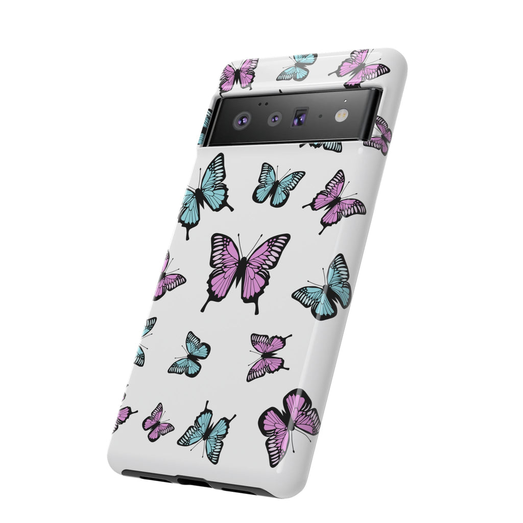 Butterfly Pattern White Background Phone Cases, Protective Cover, Strong Cases, Impact Resistant, Floral Design, Unique Gifts
