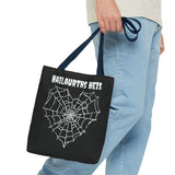 Gothic Spider Web Heart Tote Bag - Creepy Halloween Carryall, Black Widow Arachnid Shoulder Tote, Spooky Goth Shopping Bag, Punk Rock