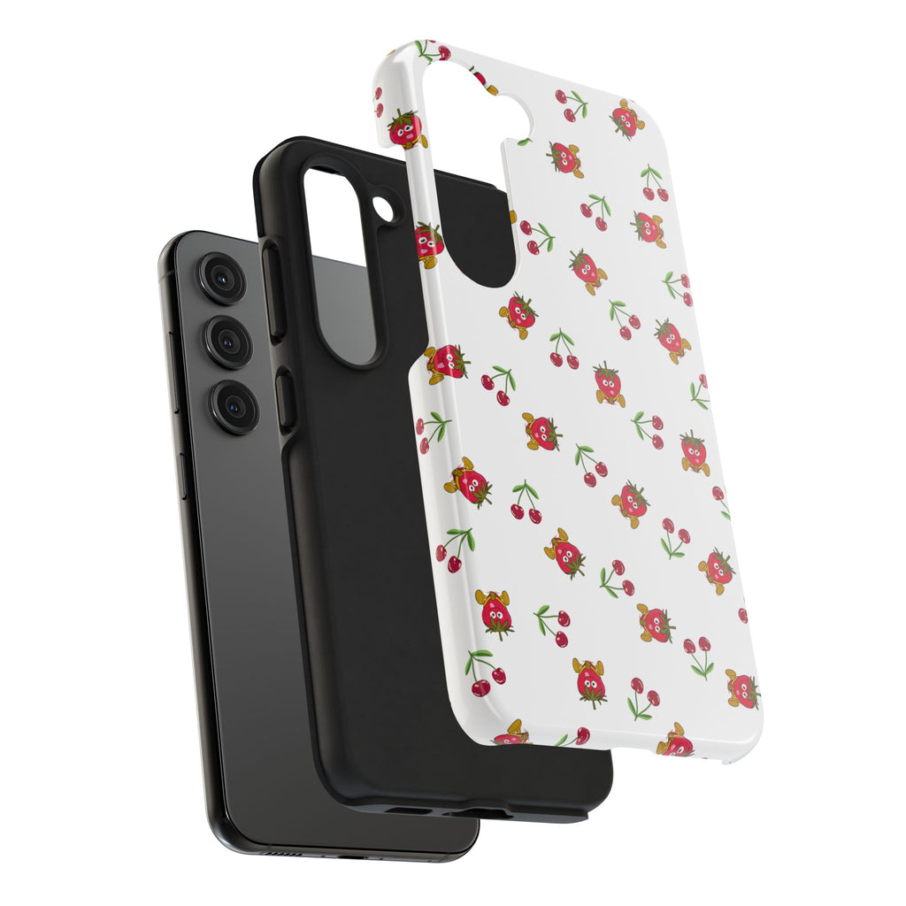 Fruit Patterned Phone Cases, Summer Fruits Phone Covers, Berry Print Tough Cases, Stylish Cell Phone Protectors, Red Fruits Phone