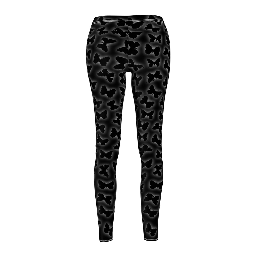 Glowing Butterflies Leggings, Women's Casual Pants, Yoga Tights, Stretchy Workout Bottoms, Butterfly Print Leggings