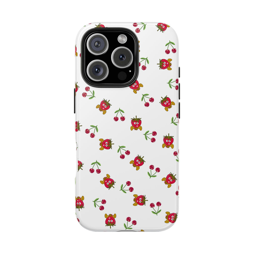 Fruit Patterned Phone Cases, Summer Fruits Phone Covers, Berry Print Tough Cases, Stylish Cell Phone Protectors, Red Fruits Phone