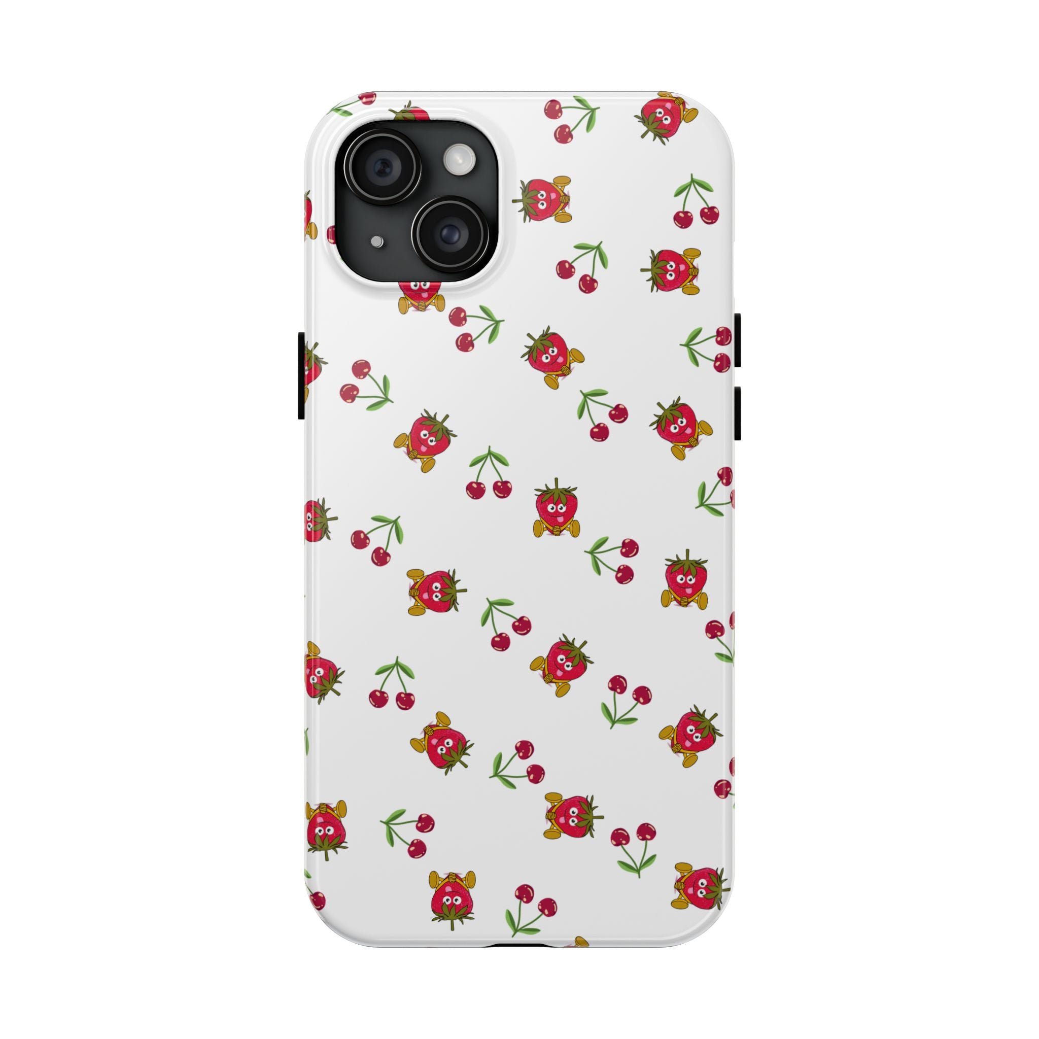 Fruit Patterned Phone Cases, Summer Fruits Phone Covers, Berry Print Tough Cases, Stylish Cell Phone Protectors, Red Fruits Phone
