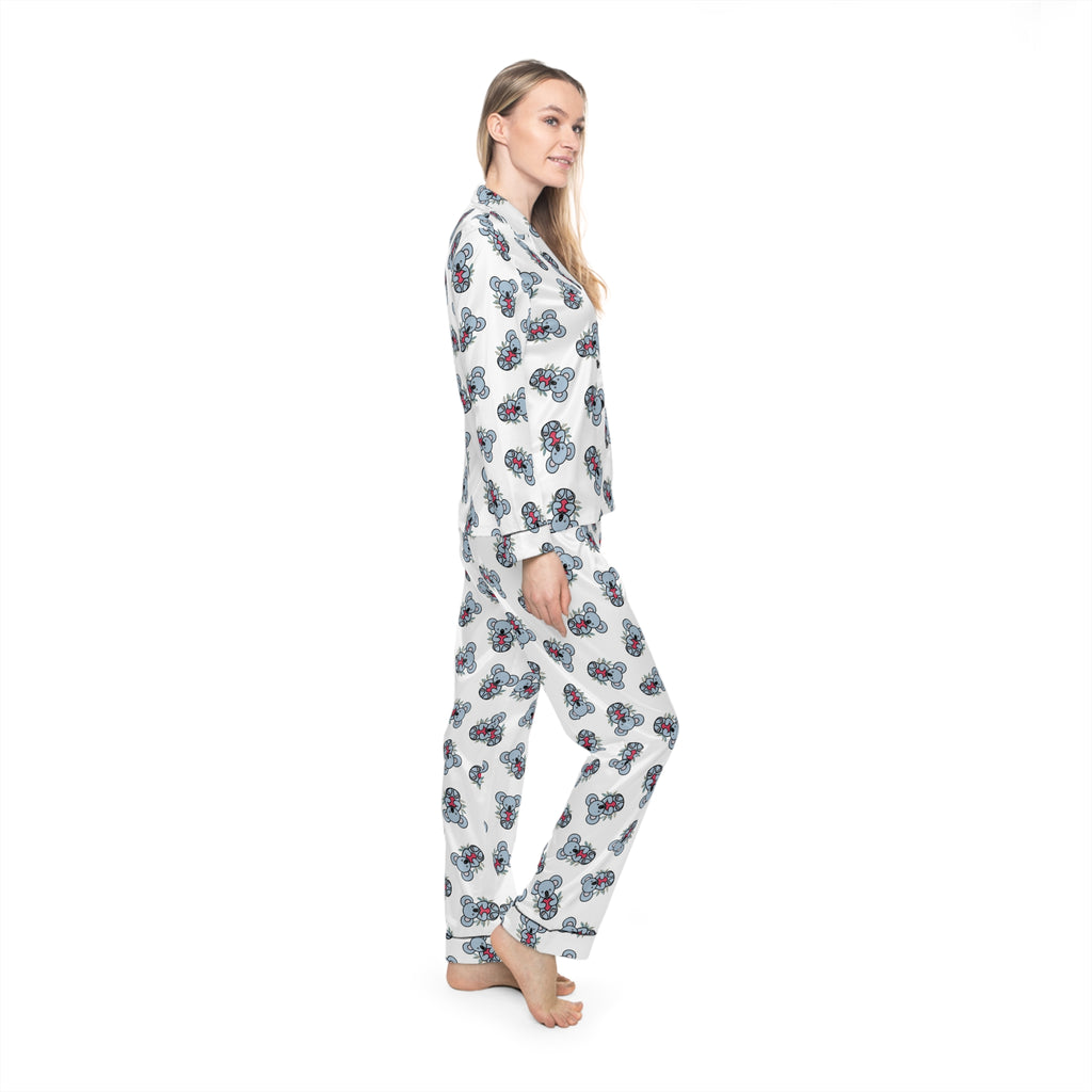 Chic Floral Satin Coala Pajamas, Soft Women's Sleepwear for Relaxation, Cozy Loungewear, Perfect for Gift Giving, Travel Essentials