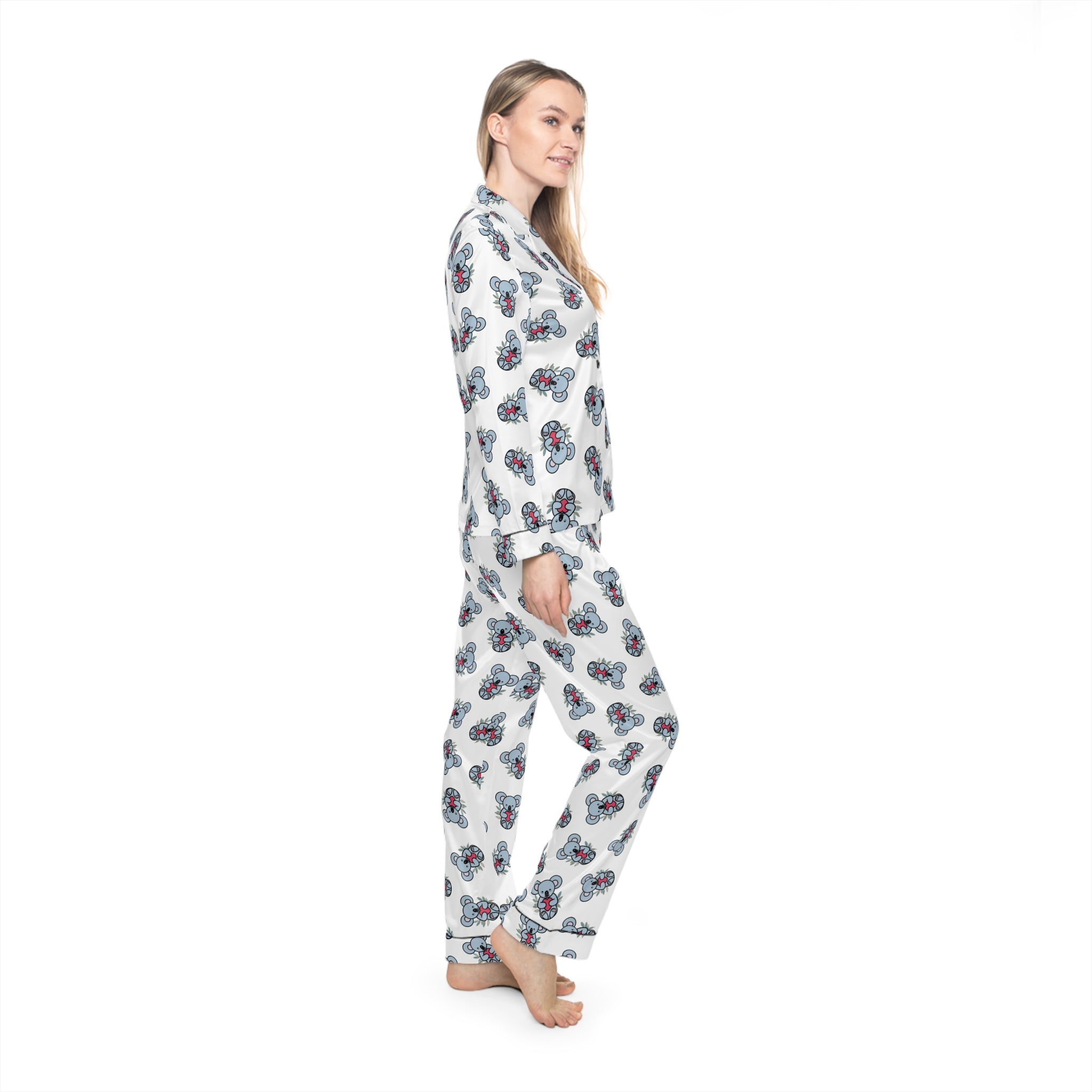 Chic Floral Satin Coala Pajamas, Soft Women's Sleepwear for Relaxation, Cozy Loungewear, Perfect for Gift Giving, Travel Essentials