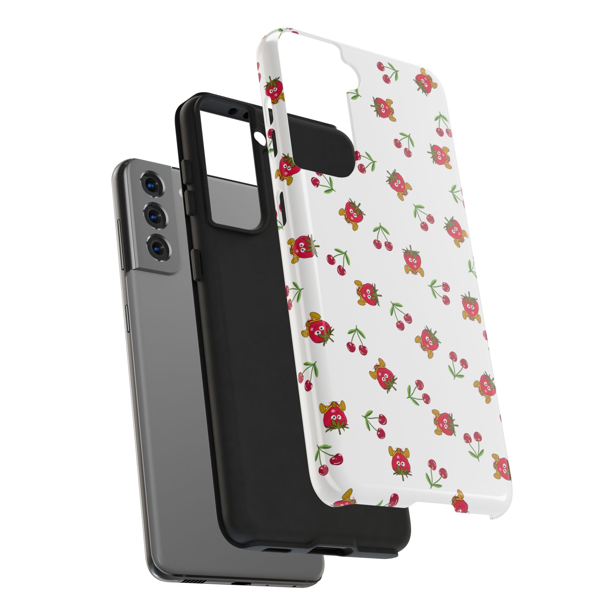 Fruit Patterned Phone Cases, Summer Fruits Phone Covers, Berry Print Tough Cases, Stylish Cell Phone Protectors, Red Fruits Phone