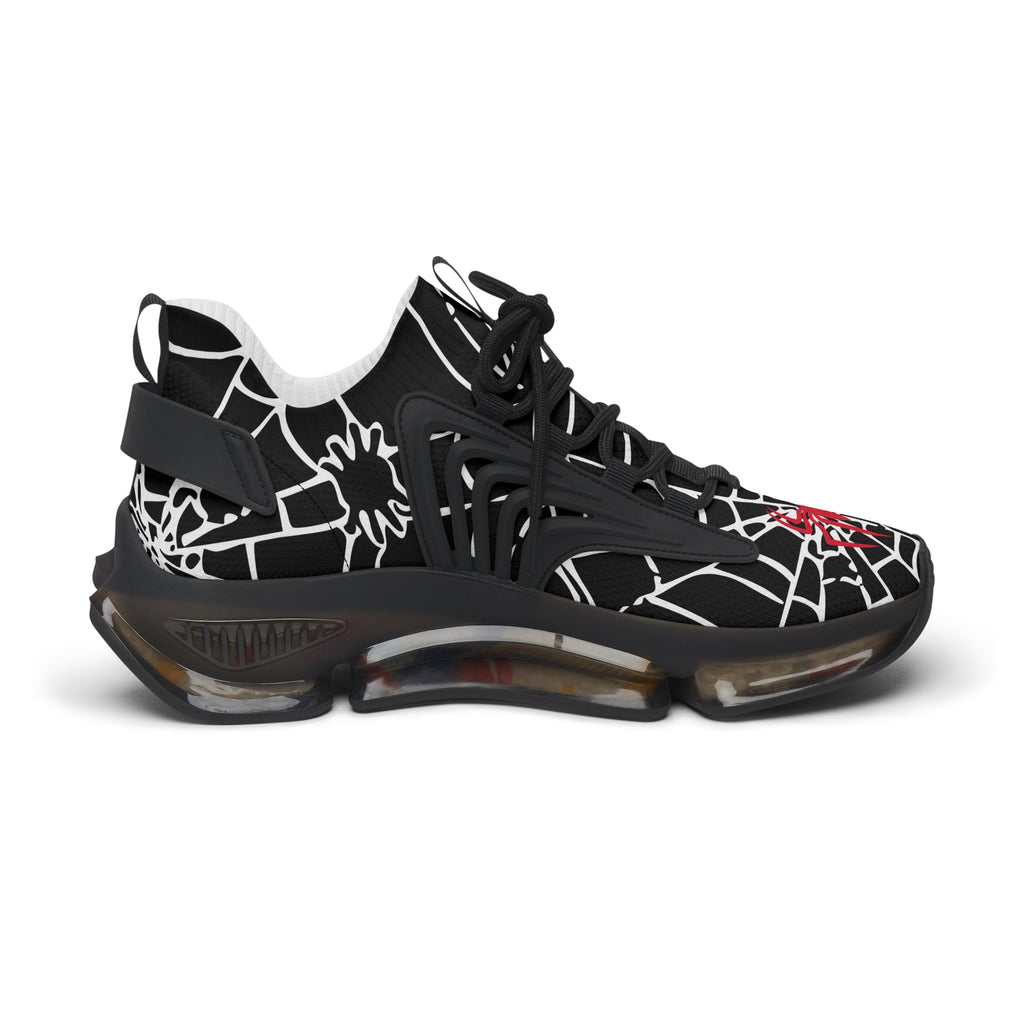 Red and white spiders on a spider's web Mesh Sneakers - Spider Web Women's Sneakers