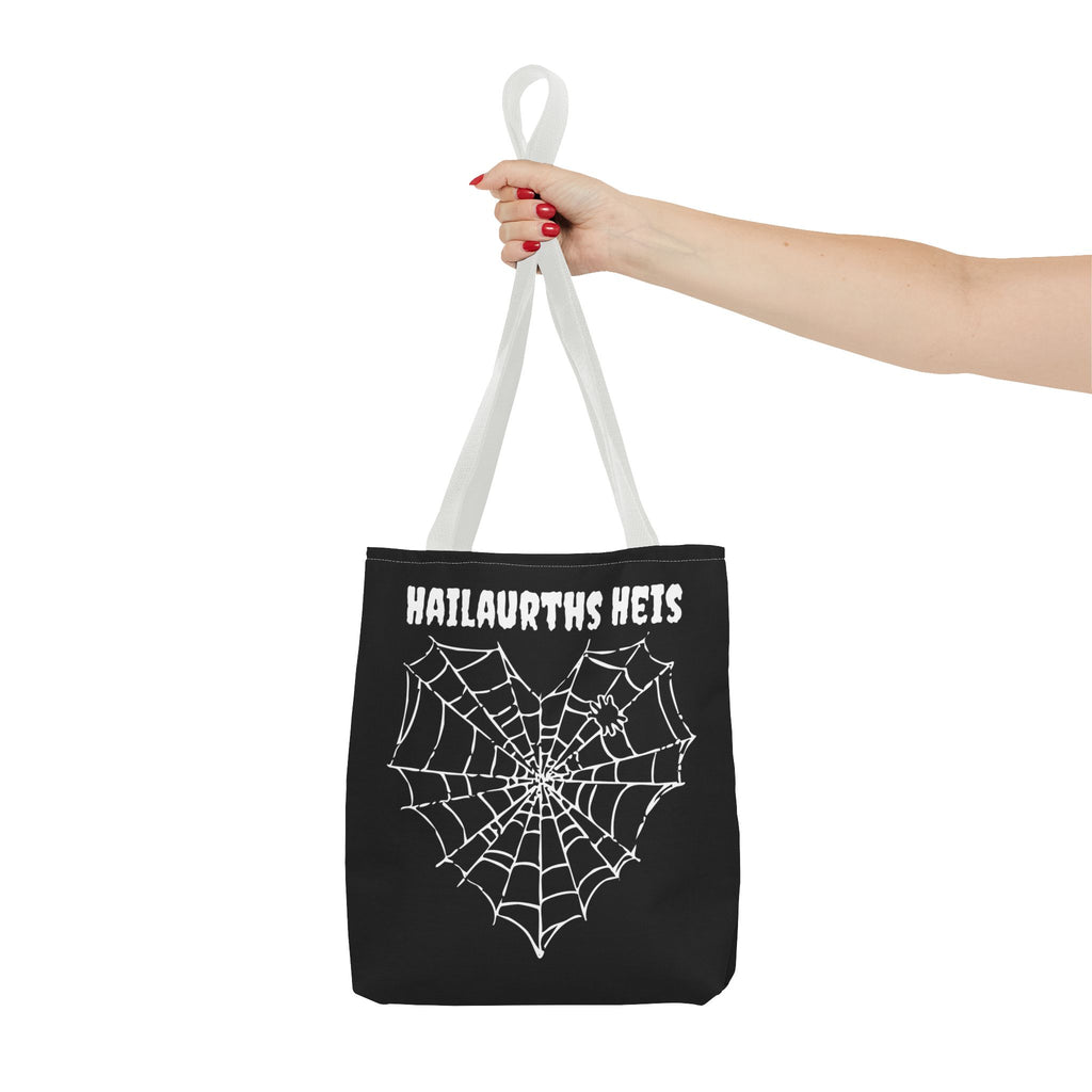 Gothic Spider Web Heart Tote Bag - Creepy Halloween Carryall, Black Widow Arachnid Shoulder Tote, Spooky Goth Shopping Bag, Punk Rock