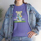 Garden Bear with Butterflies T-Shirt, Cute Bear Shirt, Nature Lover Tee, Botanical Garden Top, Wildlife Animal Unisex Tee