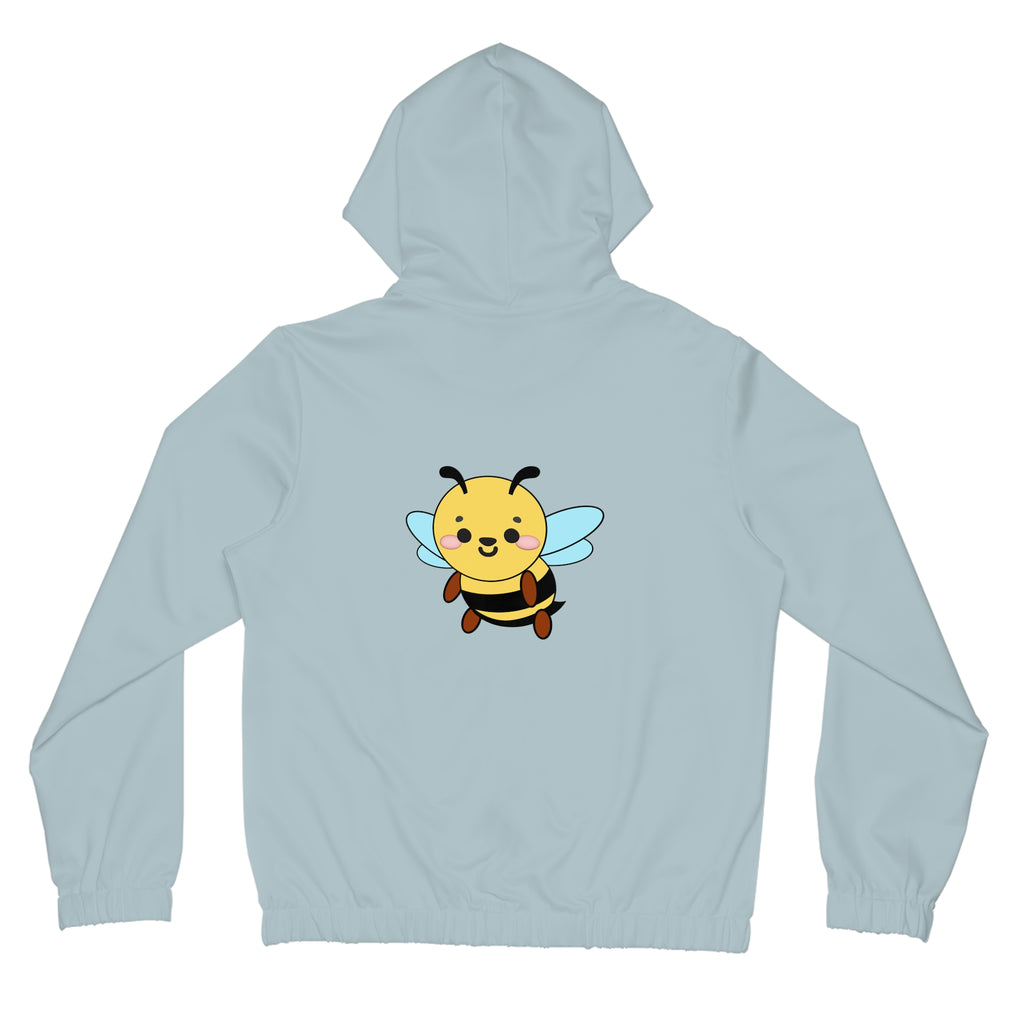Kawaii Bee Full-Zip Hoodie, Women's Jacket, Cute Animal Sweatshirt, Bee Lover Gift, Zip-Up Hooded Jacket