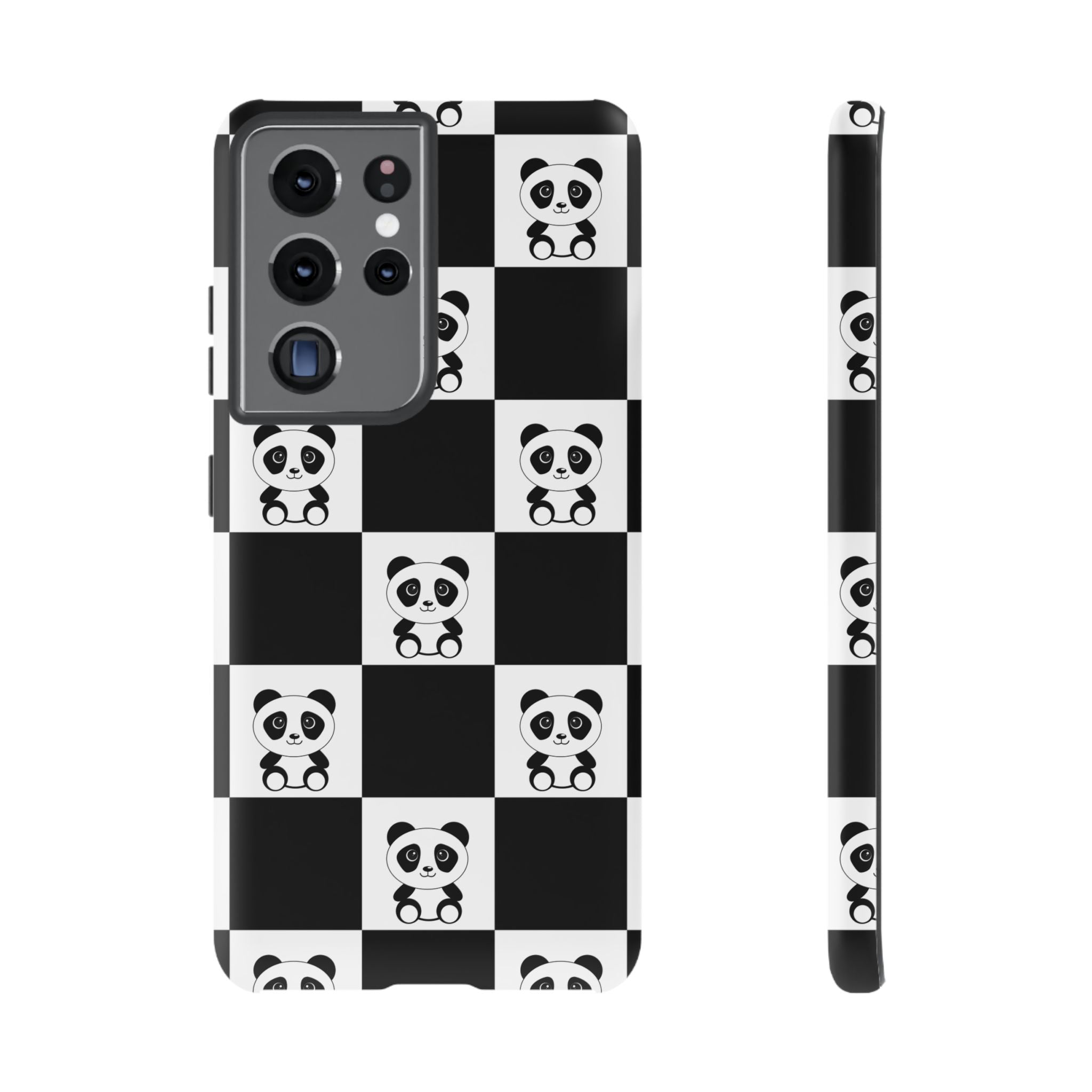 Panda Chessboard Tough Cases, Cute Panda Phone Covers, Chess Pattern iPhone Case, Board Games Phone Accessories, Animal Lover Tech