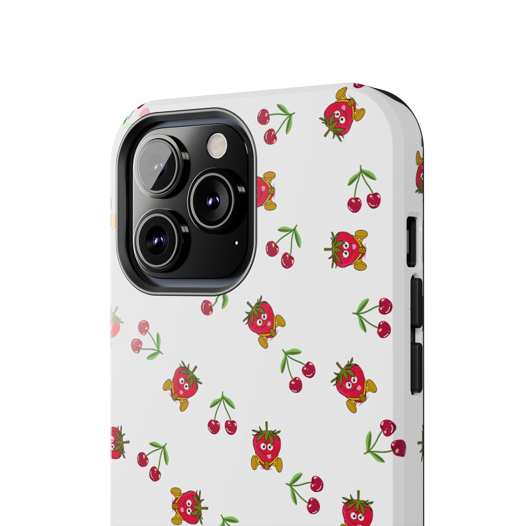 Fruit Patterned Phone Cases, Summer Fruits Phone Covers, Berry Print Tough Cases, Stylish Cell Phone Protectors, Red Fruits Phone