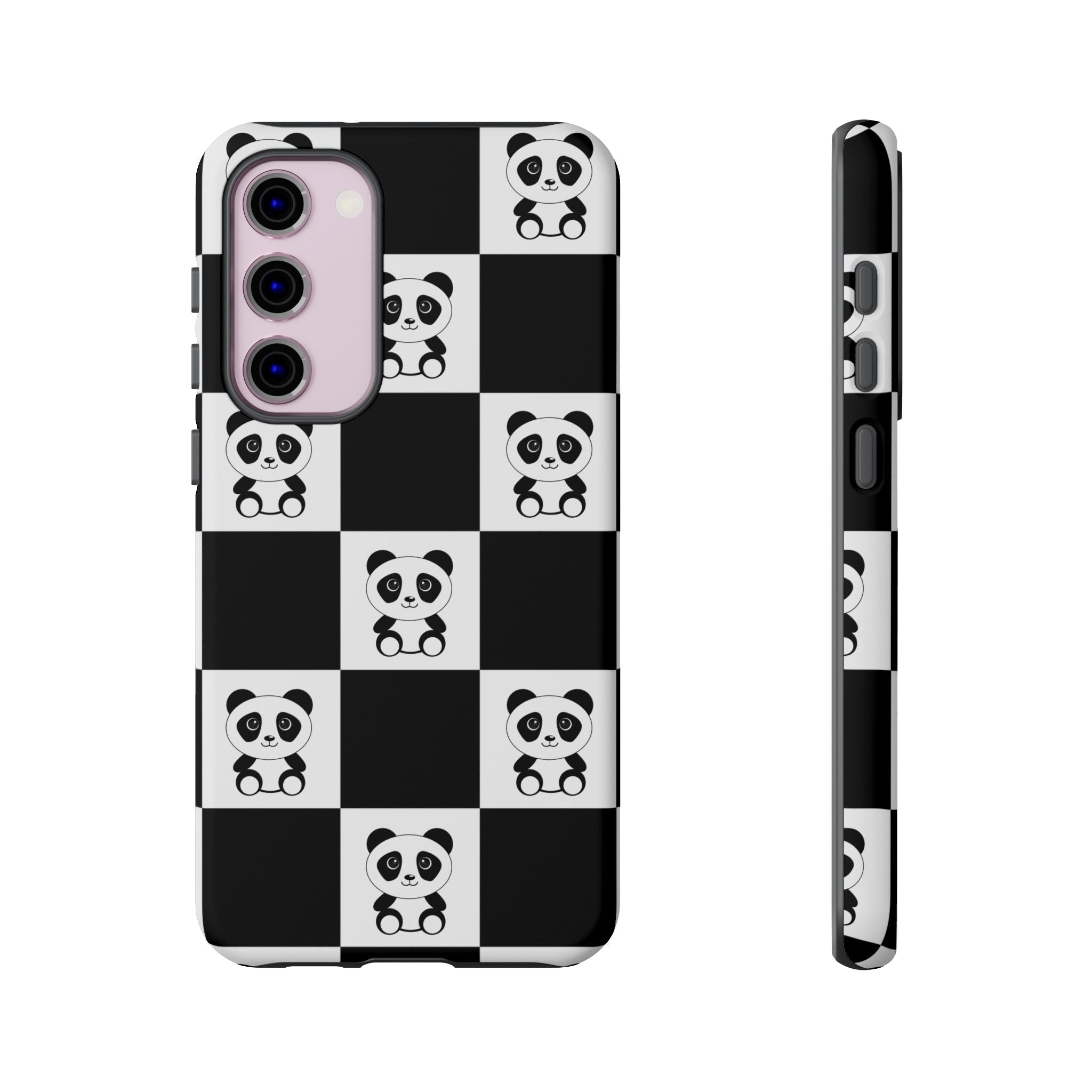 Panda Chessboard Tough Cases, Cute Panda Phone Covers, Chess Pattern iPhone Case, Board Games Phone Accessories, Animal Lover Tech