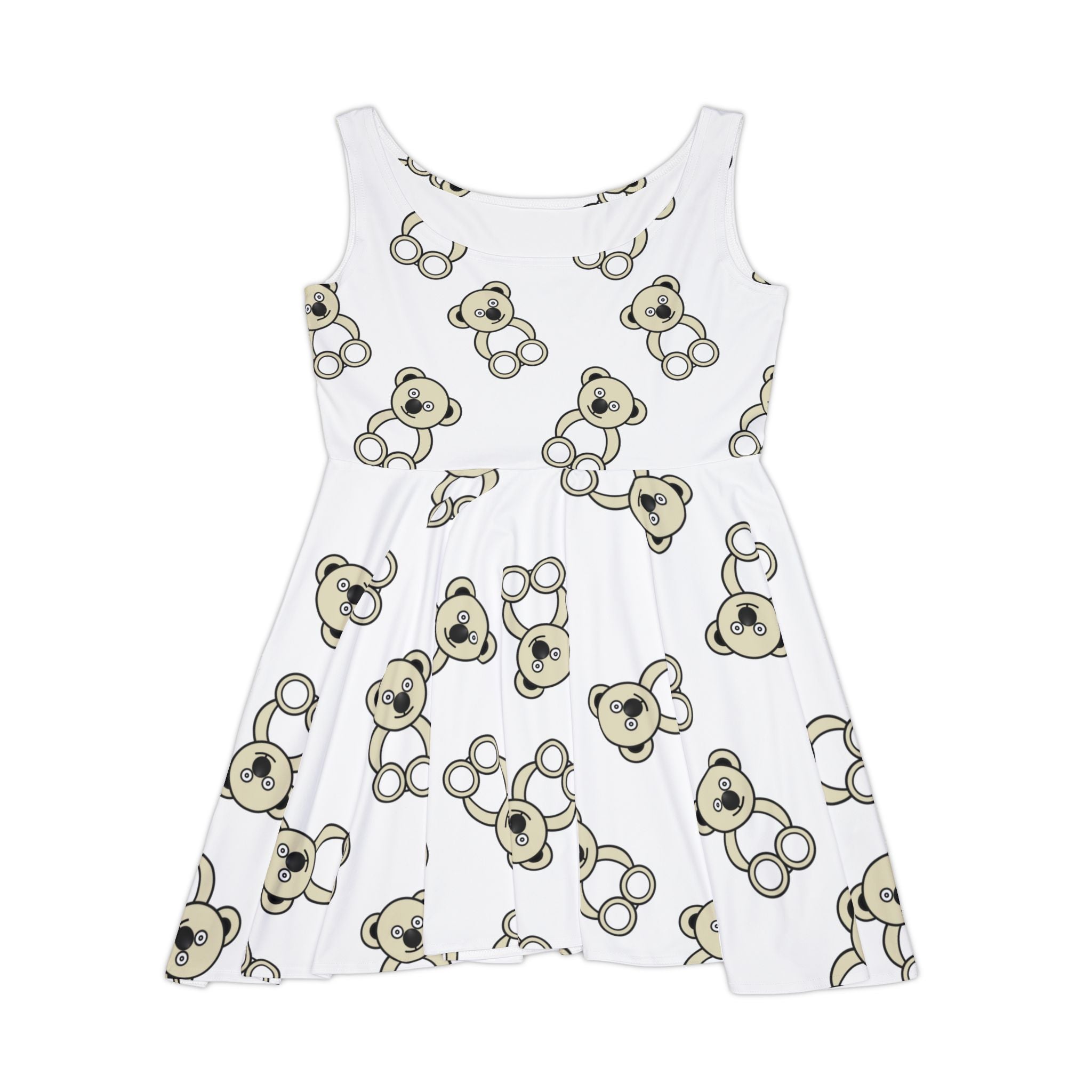 Cute Bear Skater Dress, Animal Lover Outfit, Women's A-Line Dress, Adorable Bear Print, Casual Summer Dress