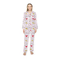 Cozy Hearts & Crowns Satin Pajamas - Women's Sleepwear Set, Cute Printed PJ's, Gift for Her, Lounge Wear, Nightwear