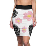 Floral Pencil Skirt - Black Pink Women's Skirt - Spring Fashion